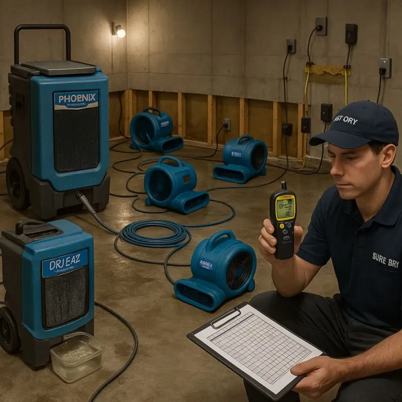 Structural Drying and Dehumidification process in West Odessa, TX